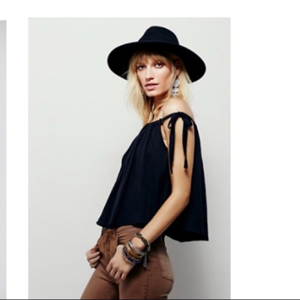 Free People off the shoulder tank in black